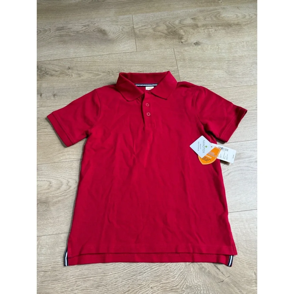 NWT Boys Kids Gymboree playproof‎ uniforms nanotex short sleeve red polo size 7